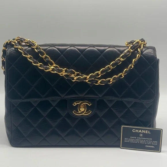 SOLD Chanel Jumbo Single Flap Shoulder Bag with Black Interior Series (96-97) - Picture 1 of 16